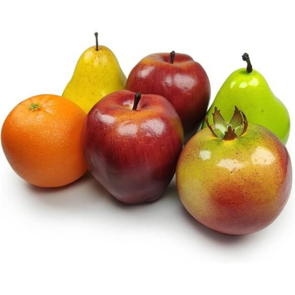 6pcs artificial fruit set fake apples pears oranges pomegranate home party decor - Picture 1 of 7